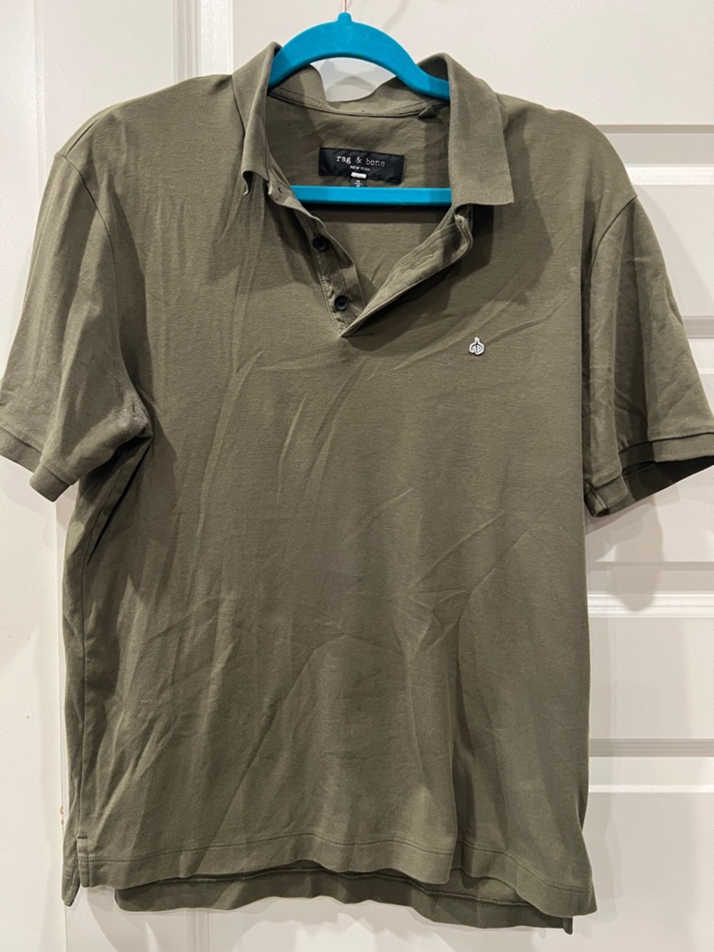 rag & bone Men's Olive Polo with Subtle Logo Sz M